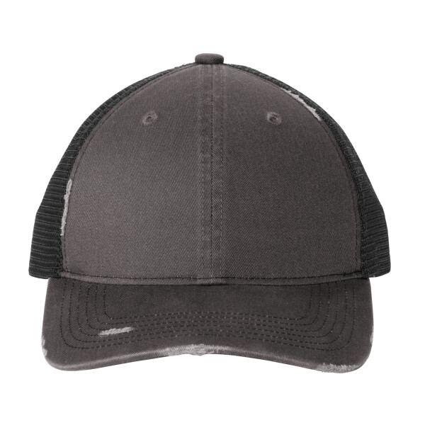 Custom No Minimum Port Authority Distressed Mesh Back Cap C600 Front View